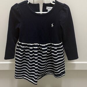 Ralph Lauren Navy and White Striped Long Sleeve Kids Top